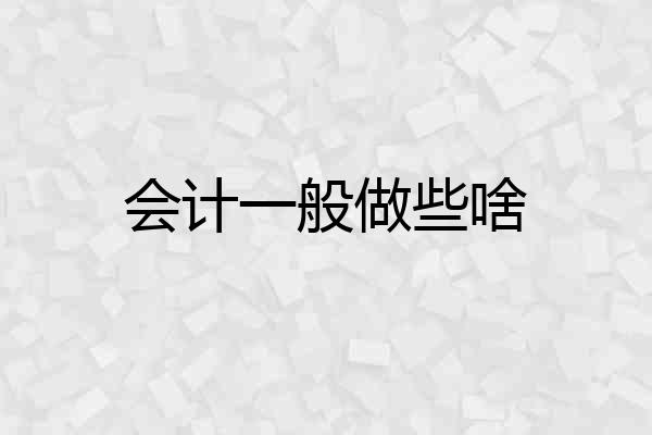 会计一般做些啥