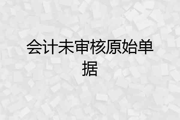 会计未审核原始单据