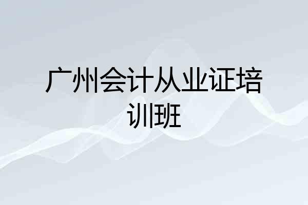 广州会计从业证培训班