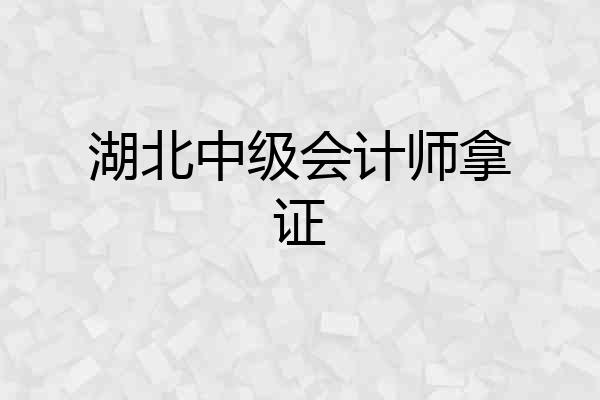 湖北中级会计师拿证
