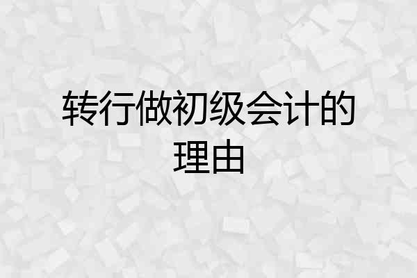 转行做初级会计的理由