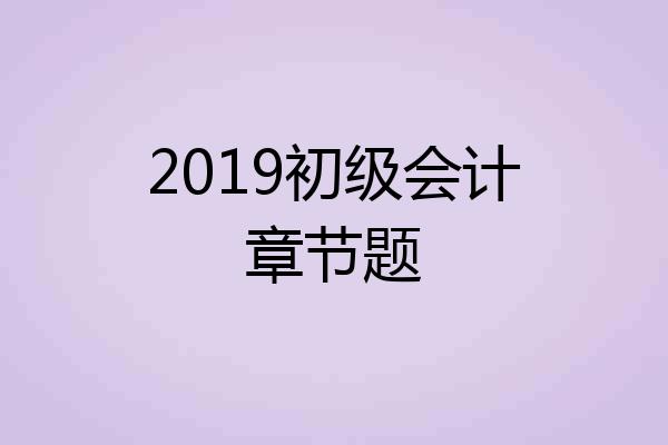 2019初级会计章节题