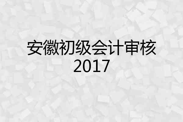 安徽初级会计审核2017
