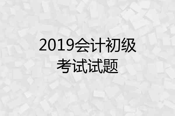 2019会计初级考试试题