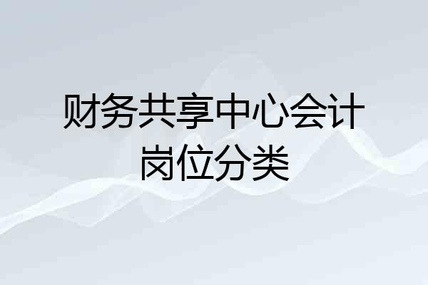 财务共享中心会计岗位分类