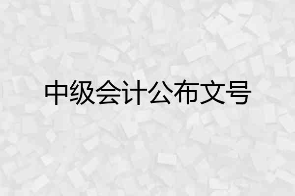 中级会计公布文号
