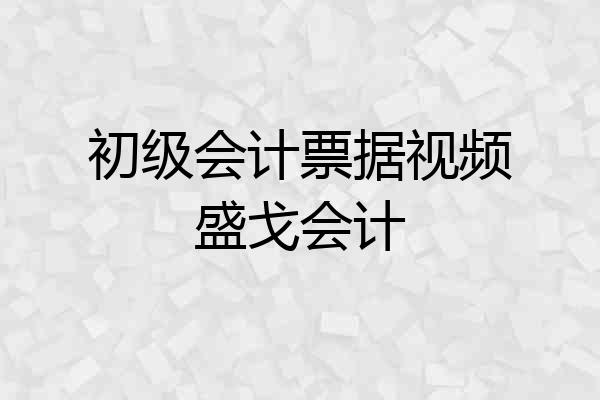 初级会计票据视频盛戈会计