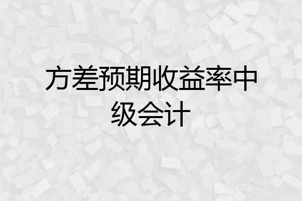 方差预期收益率中级会计