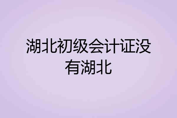 湖北初级会计证没有湖北