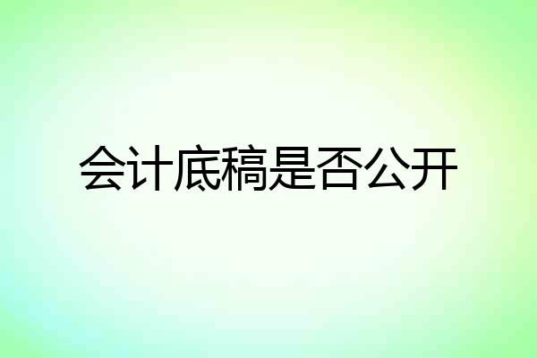 会计底稿是否公开