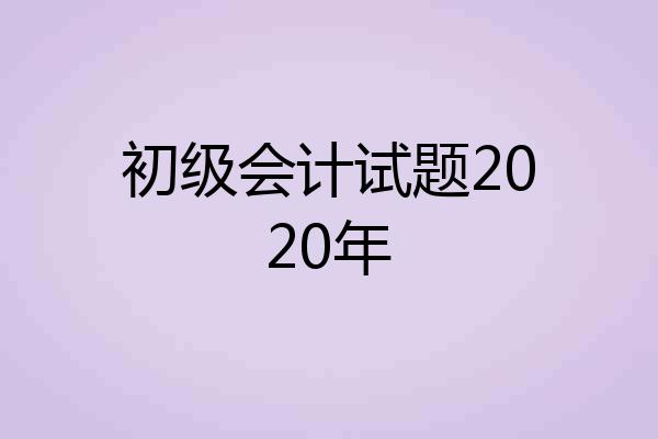 初级会计试题2020年