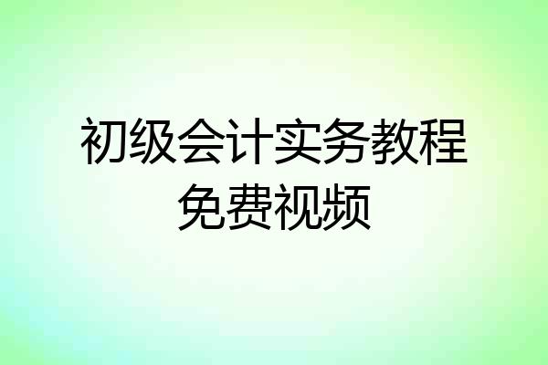 初级会计实务教程免费视频