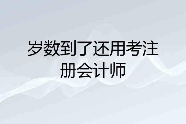 岁数到了还用考注册会计师