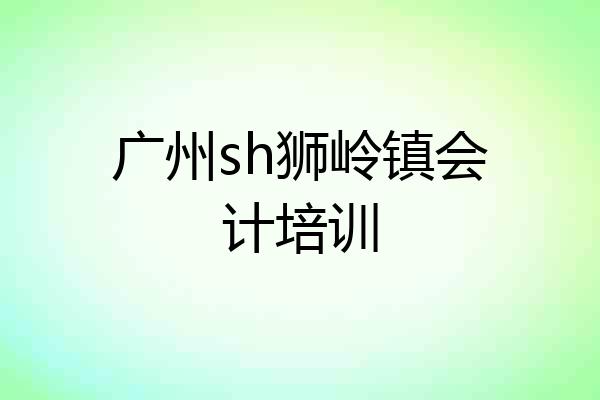 广州sh狮岭镇会计培训