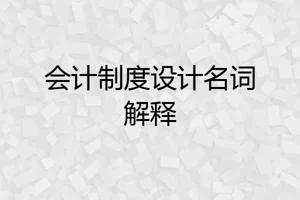会计制度设计名词解释