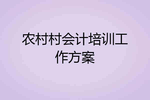 农村村会计培训工作方案