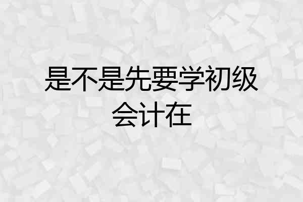 是不是先要学初级会计在