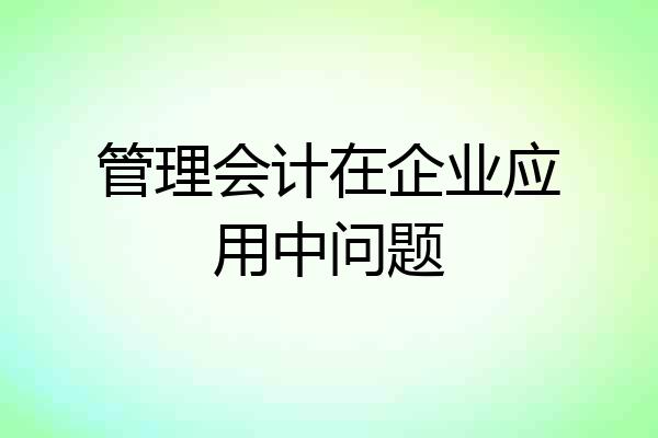 管理会计在企业应用中问题