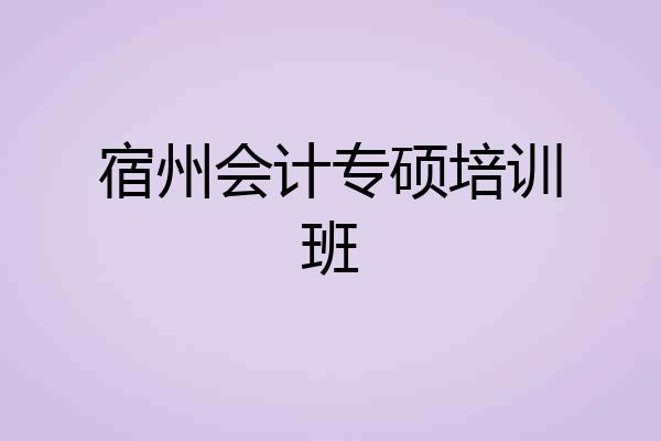 宿州会计专硕培训班