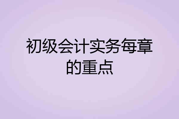 初级会计实务每章的重点