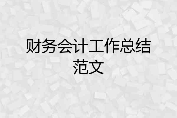 财务会计工作总结范文