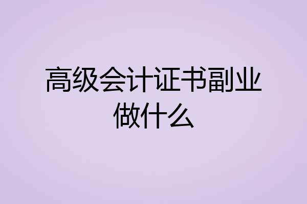 高级会计证书副业做什么