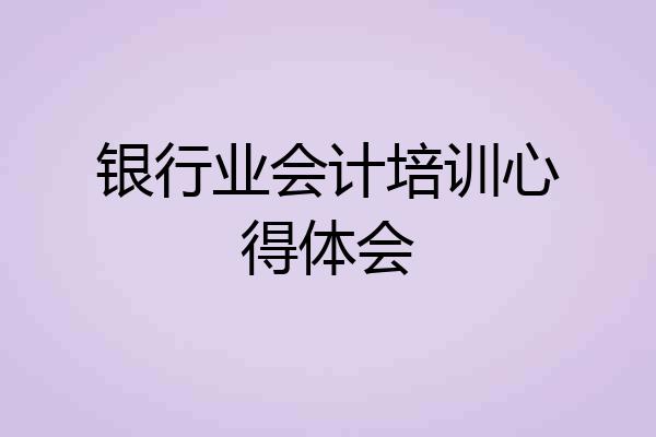 银行业会计培训心得体会