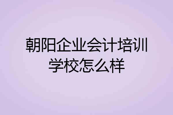 朝阳企业会计培训学校怎么样