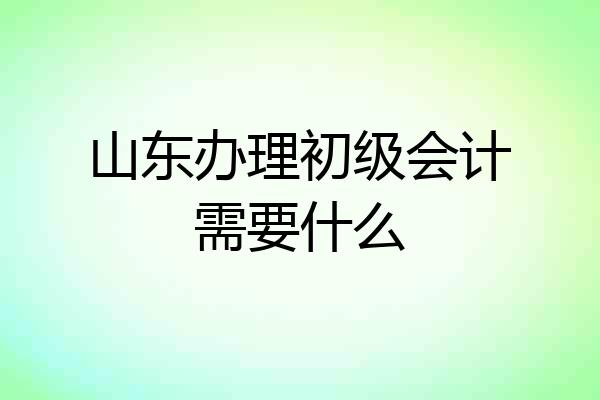 山东办理初级会计需要什么