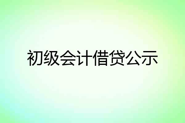 初级会计借贷公示