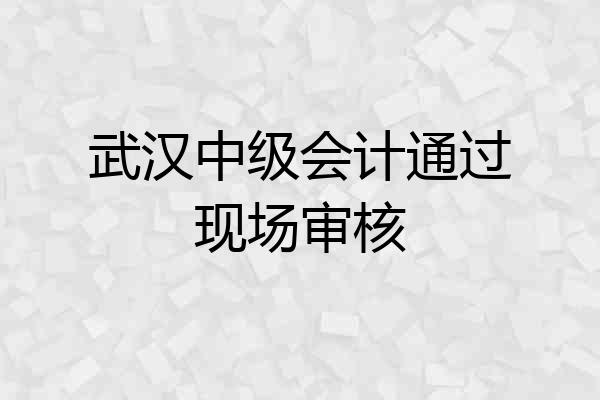 武汉中级会计通过现场审核