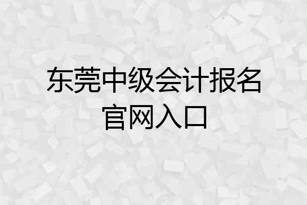 东莞中级会计报名官网入口