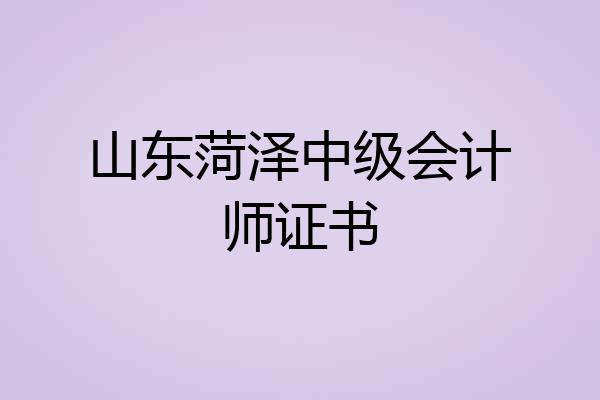 山东菏泽中级会计师证书