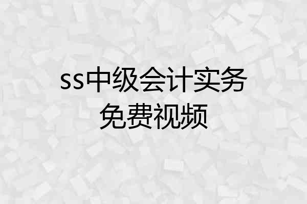 ss中级会计实务免费视频