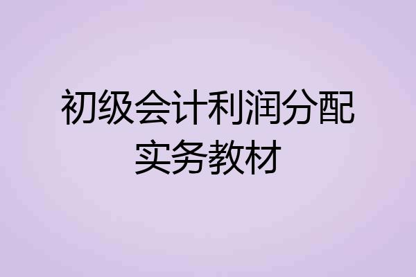 初级会计利润分配实务教材