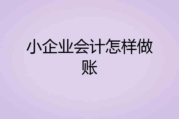 小企业会计怎样做账