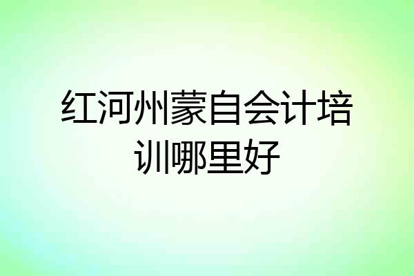 红河州蒙自会计培训哪里好