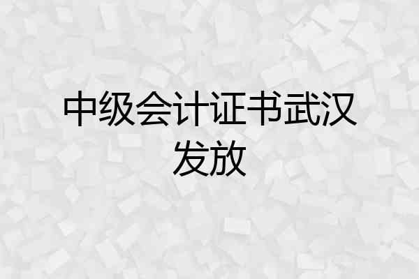 中级会计证书武汉发放