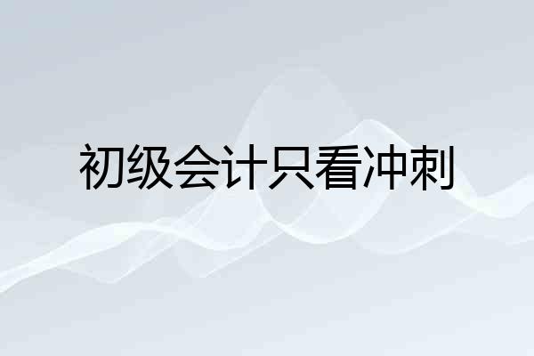 初级会计只看冲刺