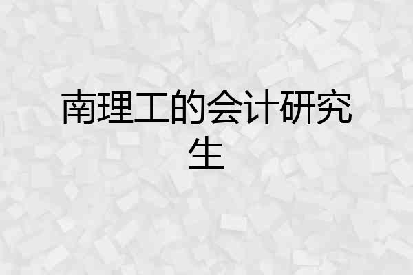 南理工的会计研究生