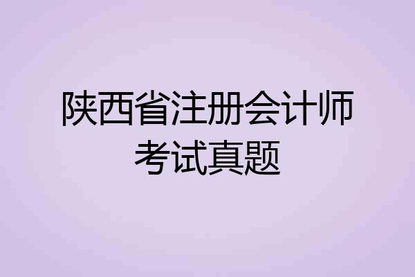 陕西省注册会计师考试真题