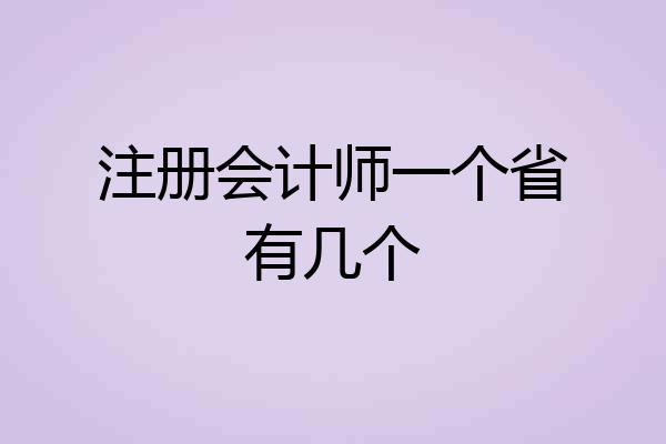 注册会计师一个省有几个