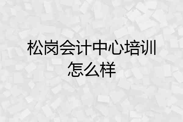 松岗会计中心培训怎么样