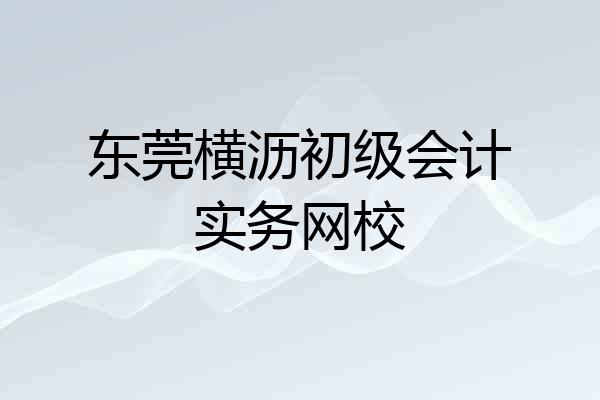东莞横沥初级会计实务网校