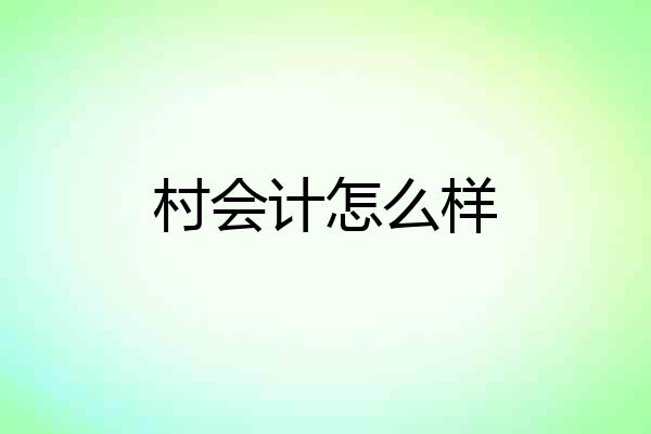 村会计怎么样