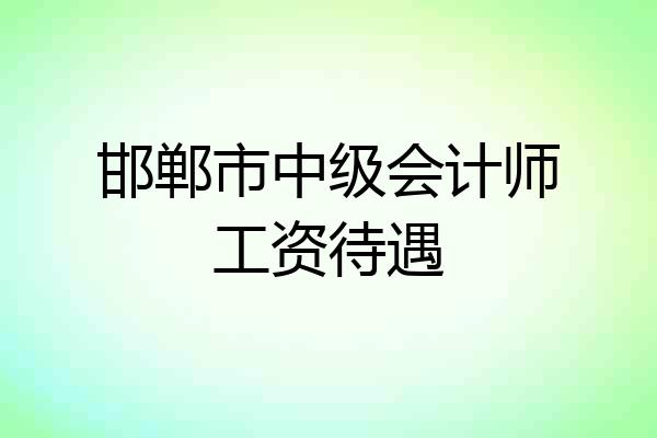 邯郸市中级会计师工资待遇