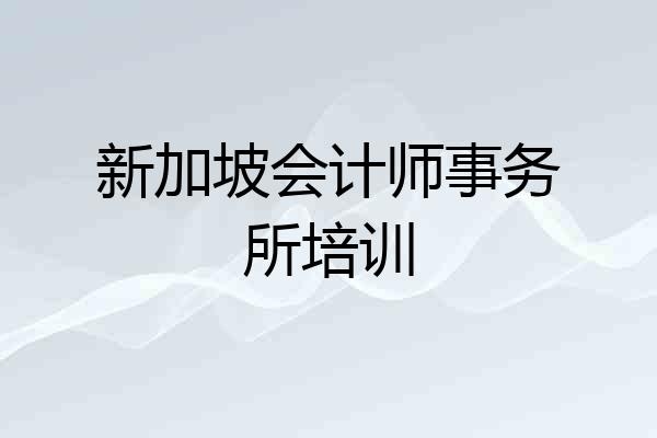 新加坡会计师事务所培训