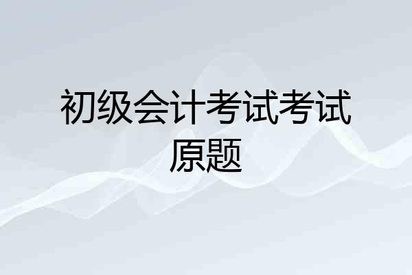 初级会计考试考试原题