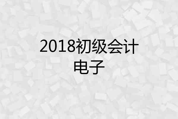 2018初级会计电子