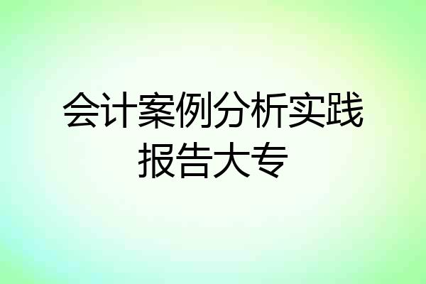 会计案例分析实践报告大专